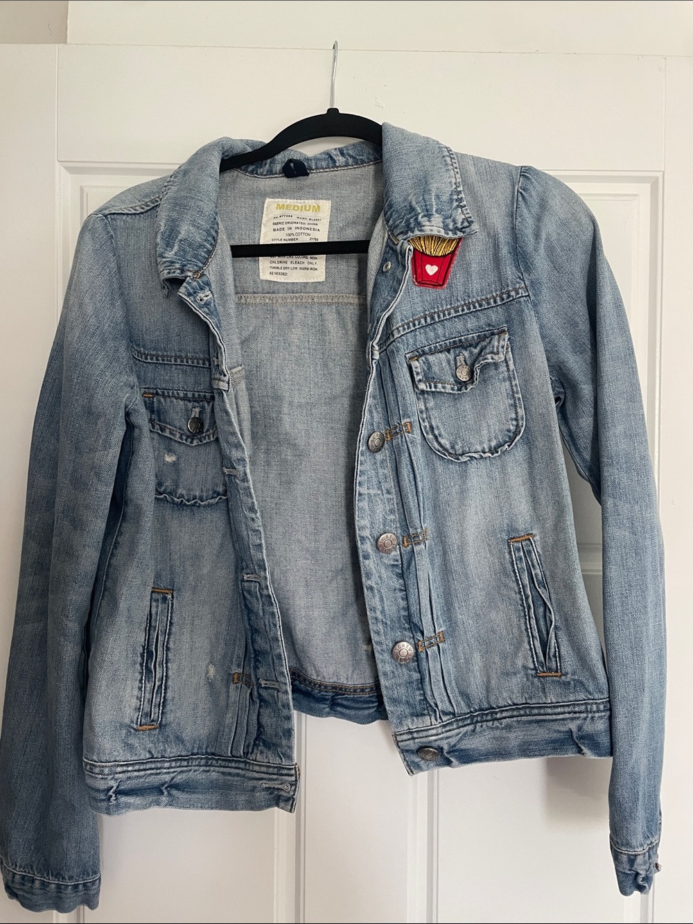 Light Wash Denim Jacket - Women's Light Blue Jean Jacket. Fry patch